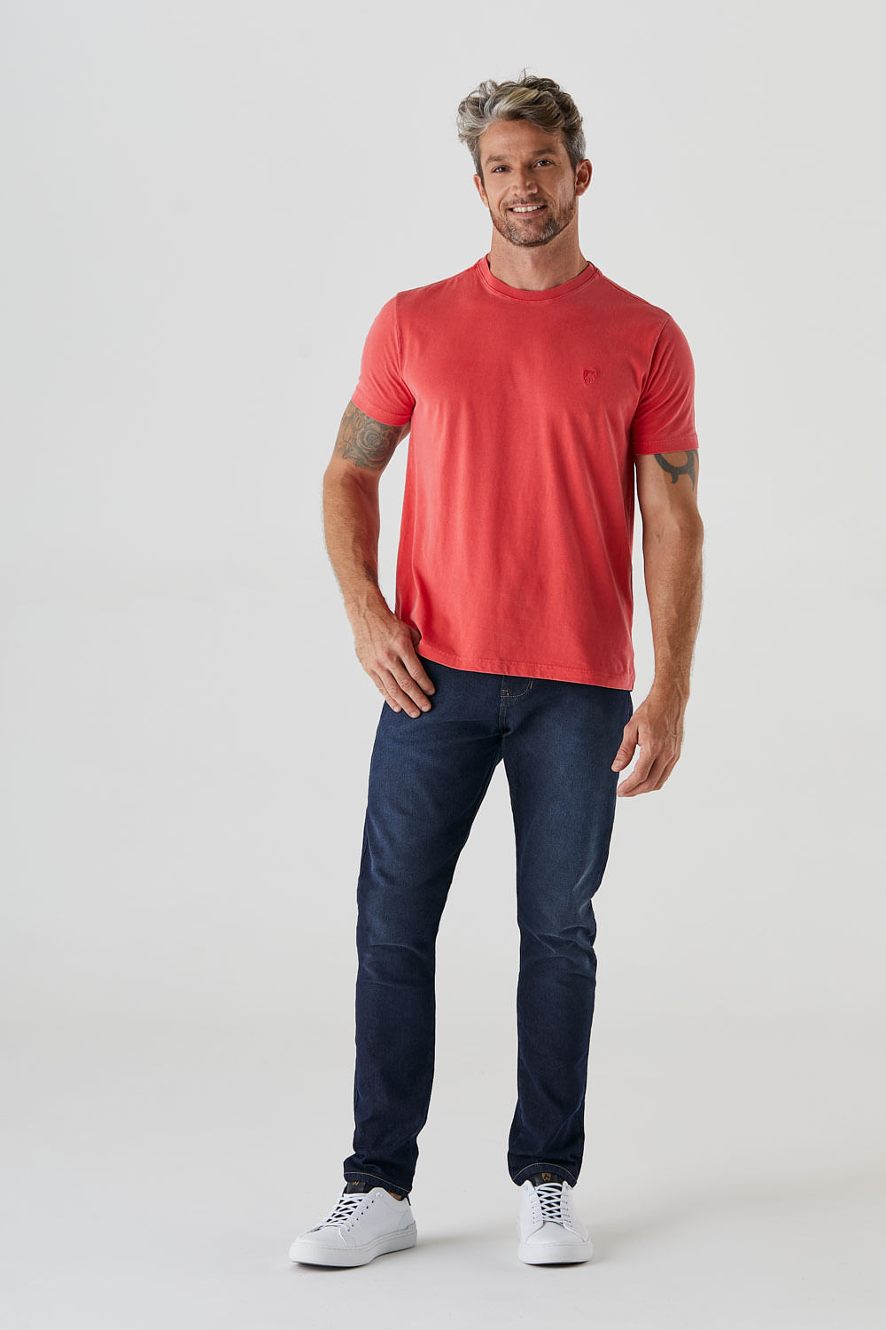 Camiseta Gabriel Slim Stonada Algodão - Vermelho